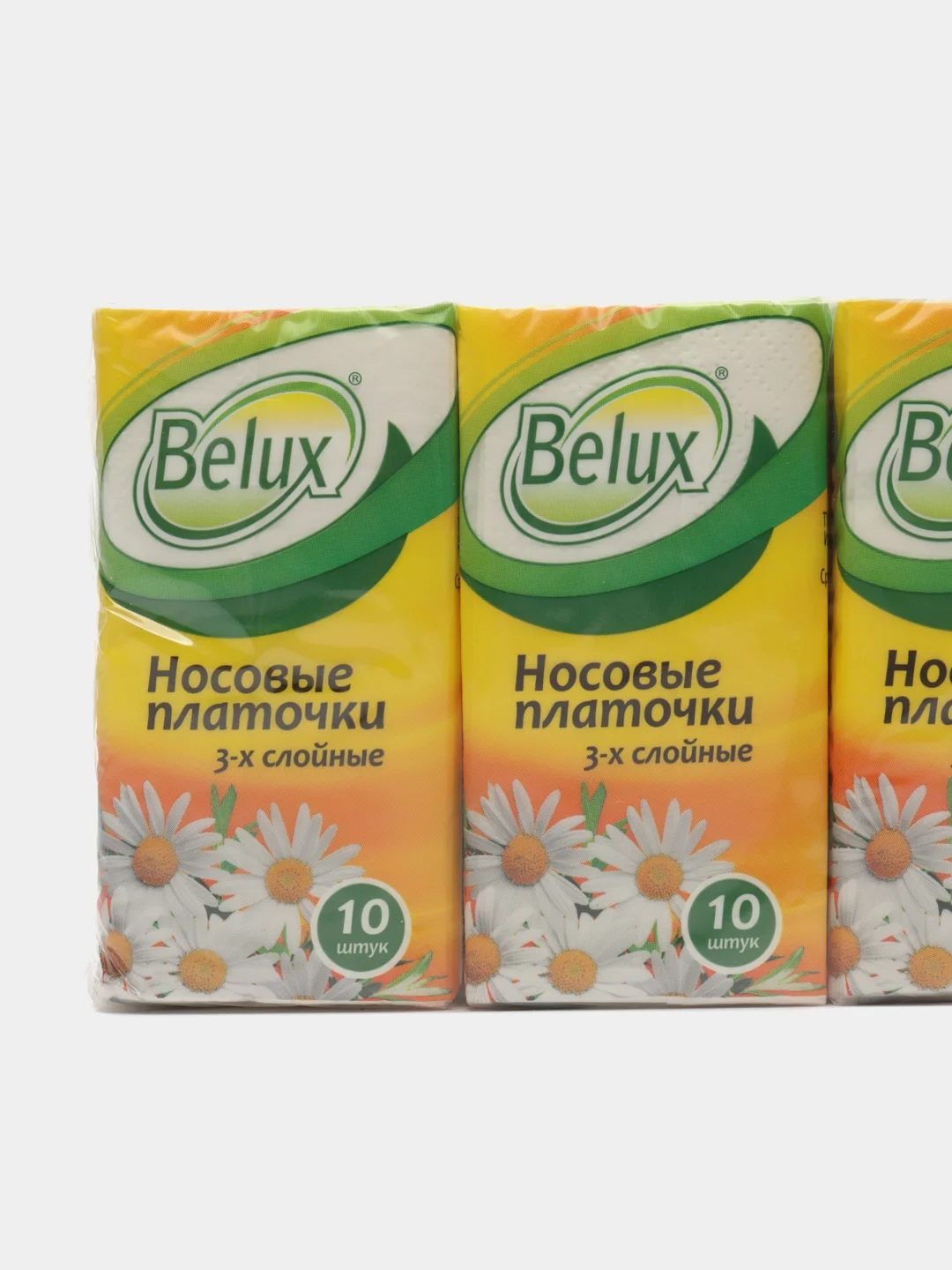 Носовые бумажные платочки Belux, 3-х слойные, 10шт