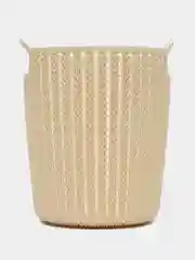 Белый корзинка вязаная круглая с ручками, 19,5x22 см