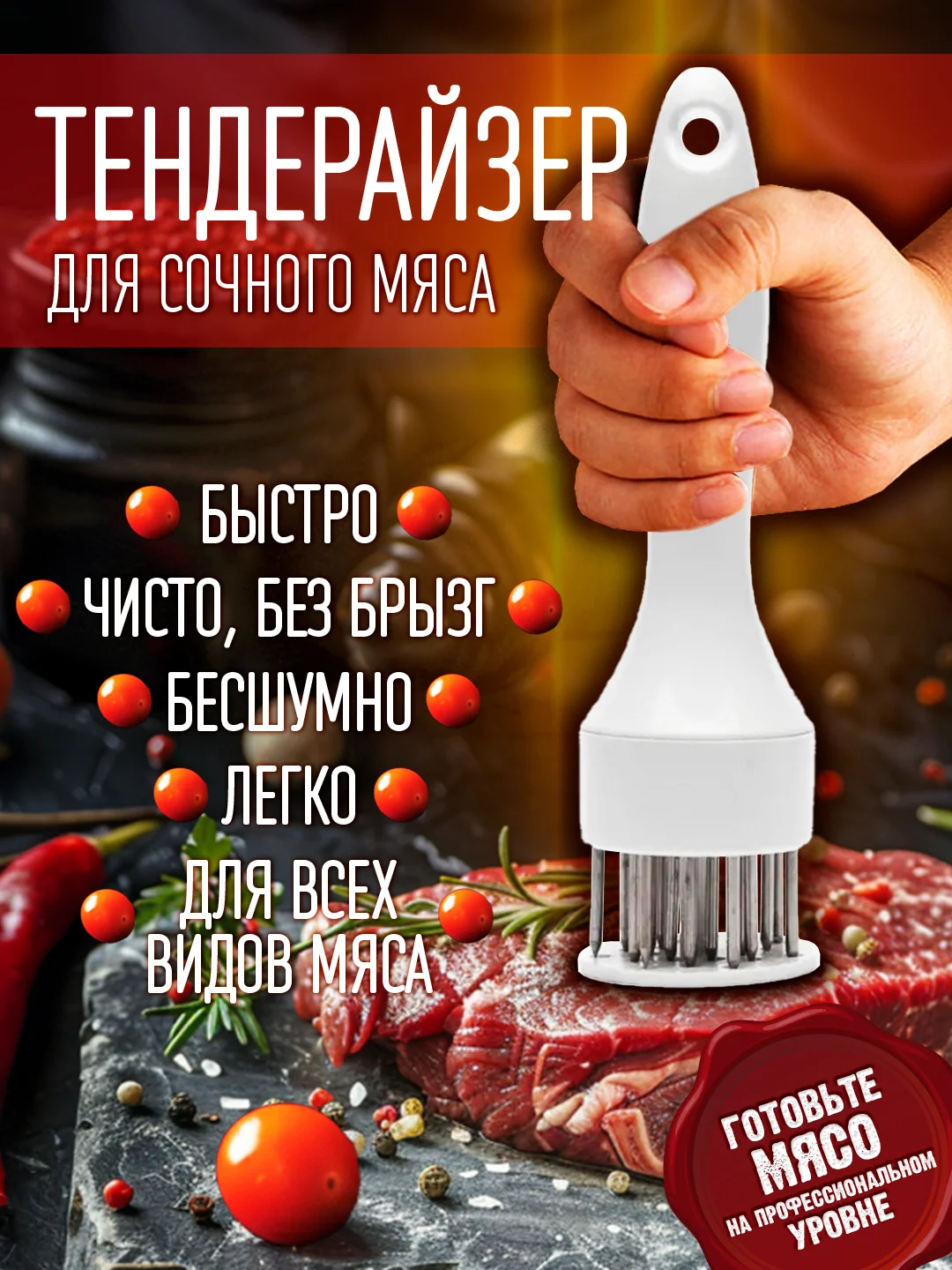 Белый тендерайзер для мяса / молоток для отбивания мяса