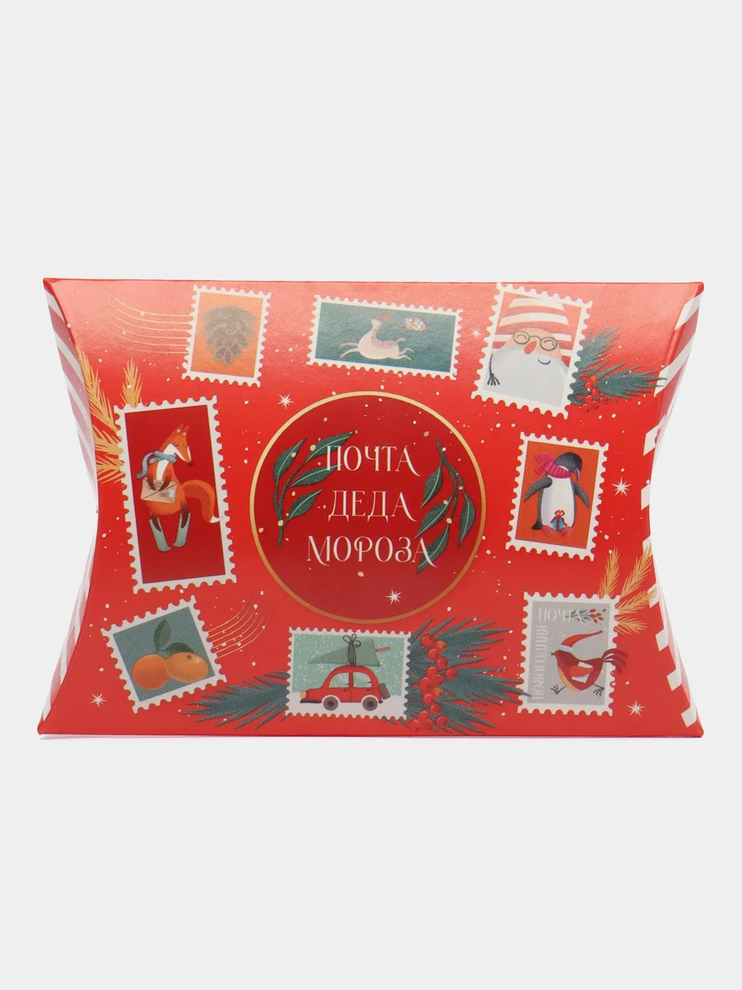 Красный коробка сборная Новогодняя, 11 х 8 х 2 см