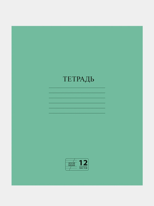 Тетрадь ПИФАГОР, зеленая обложка, косая линия с полями, 10 штук по 12 листов