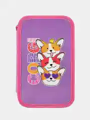 Пенал ПИФАГОР "Corgi queen", 3 отделения, ламинированный картон, 19х11 см
