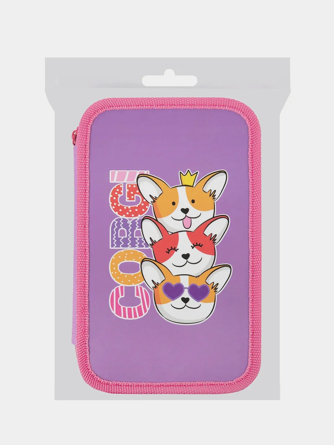 Пенал ПИФАГОР "Corgi queen", 3 отделения, ламинированный картон, 19х11 см