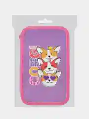 Пенал ПИФАГОР "Corgi queen", 3 отделения, ламинированный картон, 19х11 см