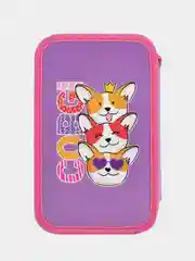Пенал ПИФАГОР "Corgi queen", 3 отделения, ламинированный картон, 19х11 см