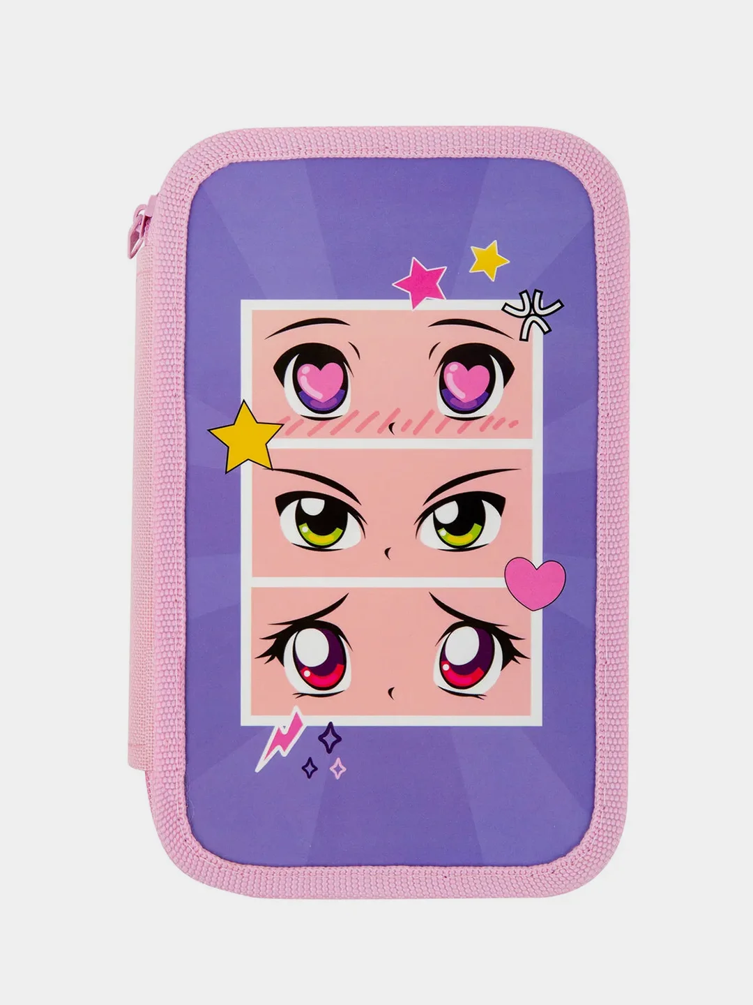 Пенал ПИФАГОР "Anime eyes", 3 отделения, ламинированный картон, 19х11 см