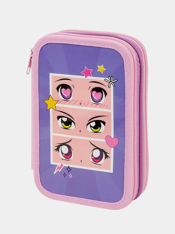 Пенал ПИФАГОР "Anime eyes", 3 отделения, ламинированный картон, 19х11 см