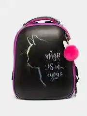 Рюкзак школьный для девочки, ранец первоклассницы Brauberg, с брелком, Magic cat