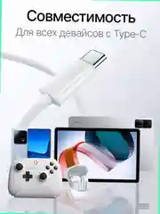 Зарядный кабель для Apple iPhone 15 и Android, плетеный, 60w/100w, Type-C / Type-C, тайпси