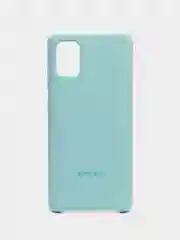 Бирюзовый чехол силиконовый для Samsung Galaxy A51 накладка бампер прозрачный / черный / голубой