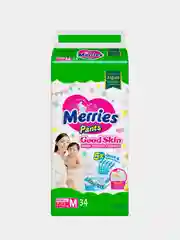 Подгузники-трусики Merries Good Skin, размер M, 7-12 кг, 34 штуки