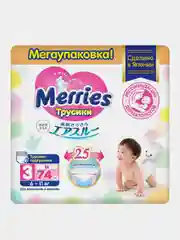 Подгузники-трусики для детей Merries, размер M, 6-11 кг, 74 штуки