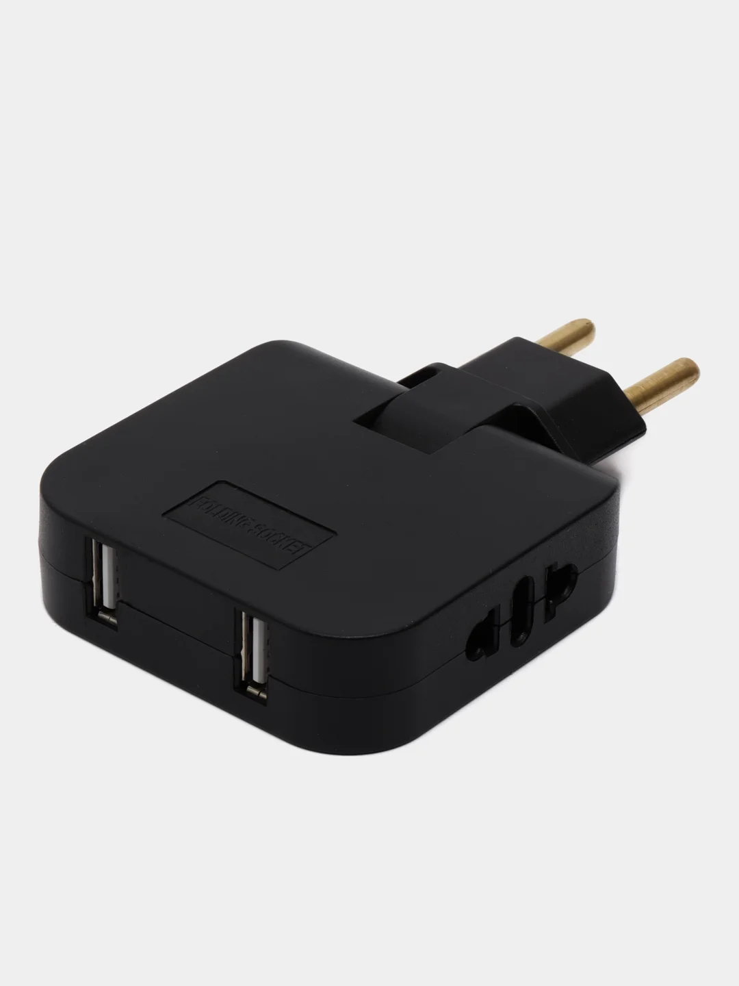 Черный тройник для розетки плоский, с USB поворотный сетевой фильтр на 180 градусов