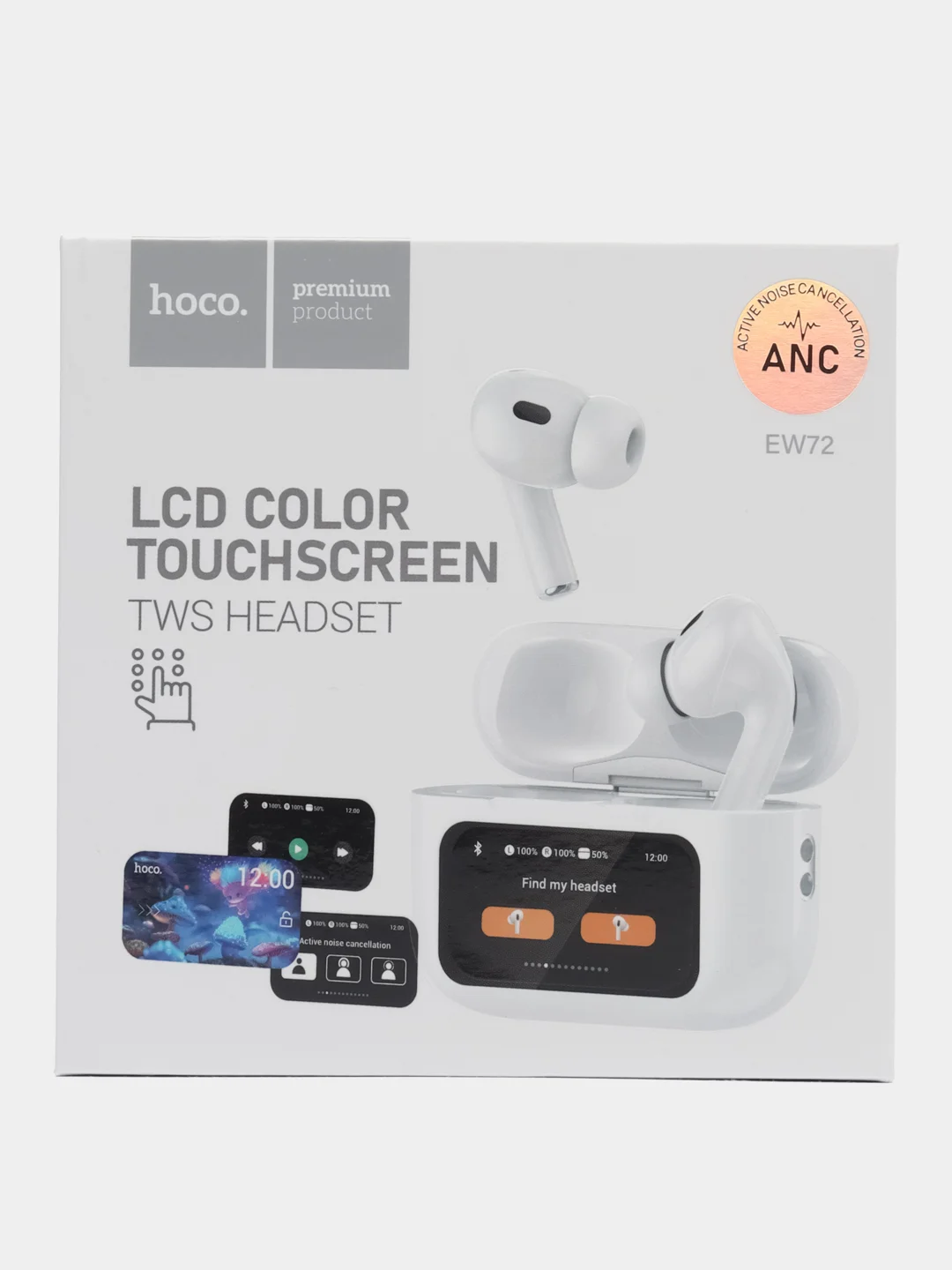 Беспроводные наушники HOCO EW72 с дисплеем, анимацией и шумоподавлением ANC IPhone / TWS