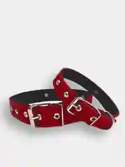 Красный ошейник для собак двойной, из натуральной кожи и брезента