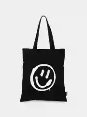 Сумка шоппер Brauberg Smiley, женская, шопер на плечо, на руку, канвас, 40х35 см, черный
