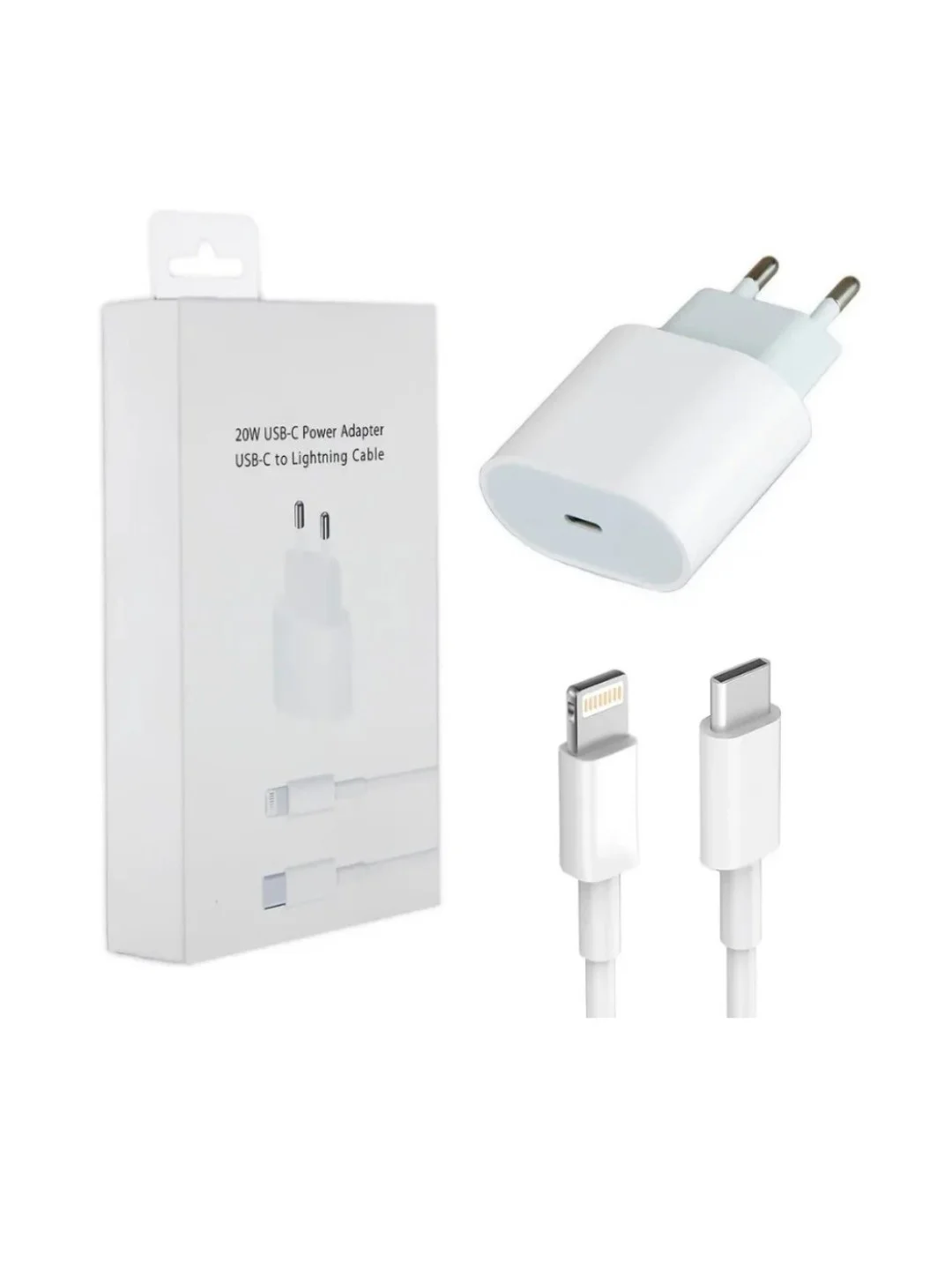 Комплект зарядки 20w+ кабель lightning Type-C 1m (No Logo)