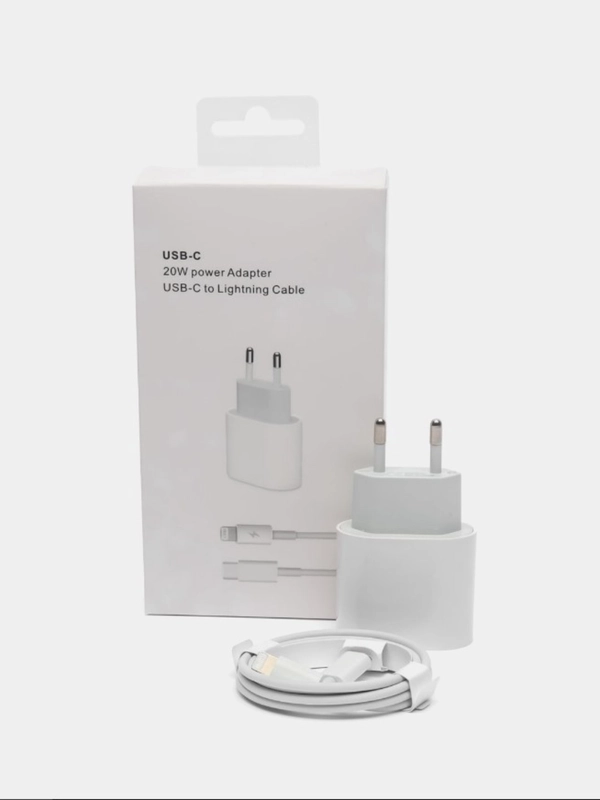 Зарядное устройство, 2 в 1, блок питания, 20W, с кабелем Type-C/Lightning для iPhone