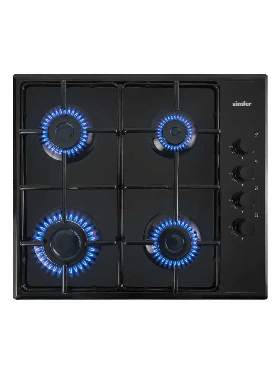 Газовая варочная панель Simfer H60Q40B440 H60Q40W440 серия Comfort, с автоподжигом, черная