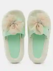 Салатовый сланцы женские с бантом