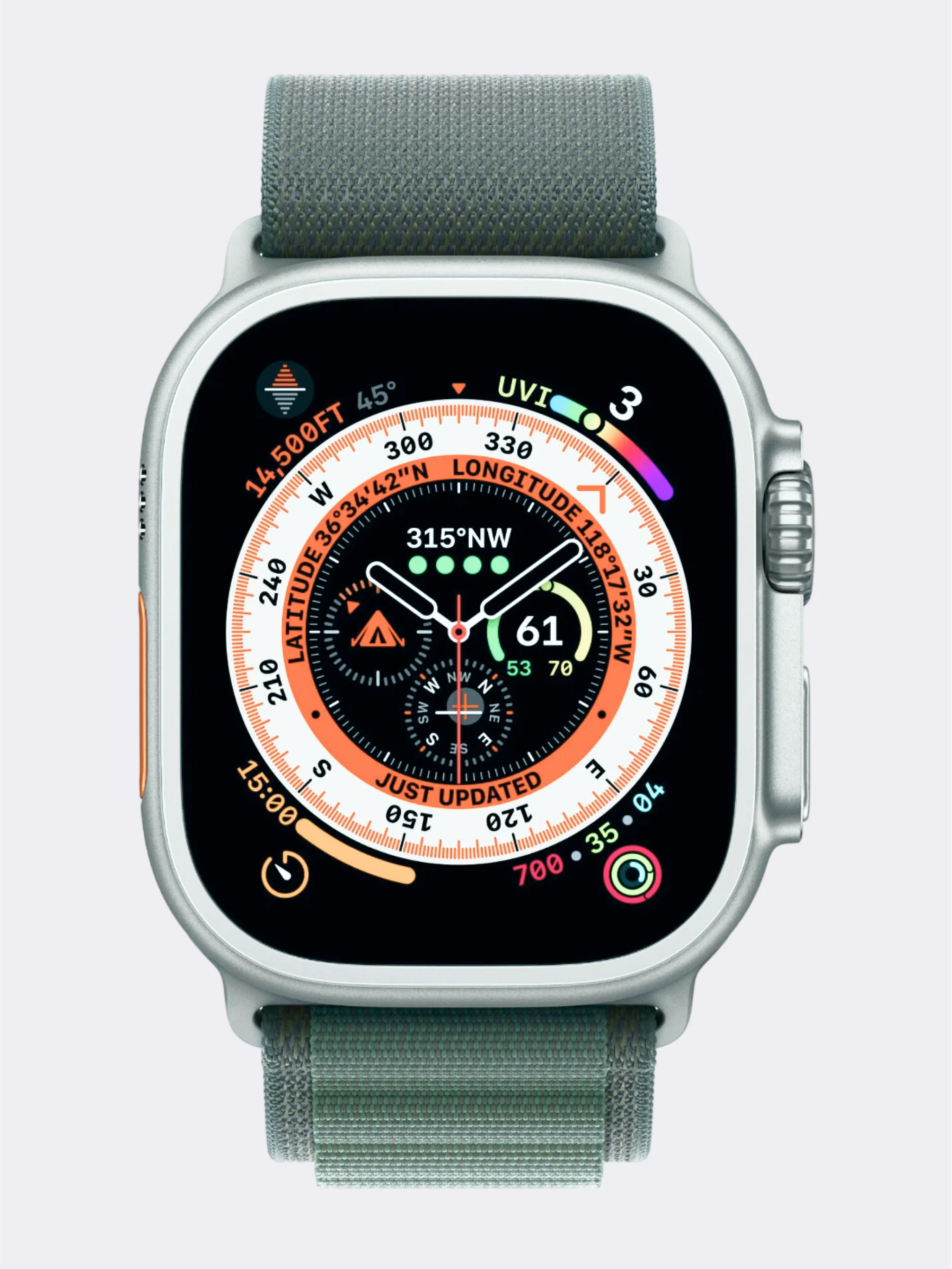 Зеленый ремешок для смарт-часов Apple Watch Alpine Loop "Альпийская петля", нейлоновый, 42-49 мм
