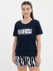 Морской пижама женская с шортами