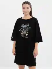 Черный футболка удлинённая, туника, хлопок