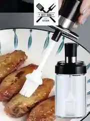 Баночка стеклянная для масла с кисточкой с ложкой для специй