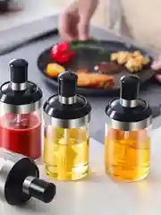 Баночка стеклянная для масла с кисточкой с ложкой для специй
