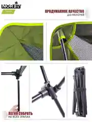 Зеленый кресло складное туристическое походное Norfin SIBBO COMPACT NF