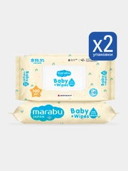 Детские влажные салфетки, 2 уп х 100 шт, Marabu