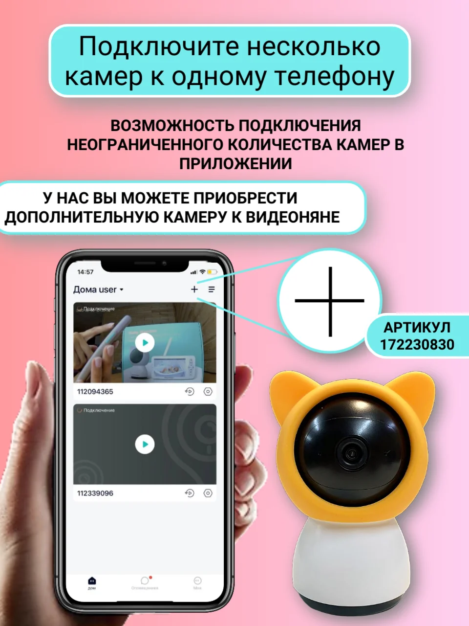 Видеоняня беспроводная с монитором Wifi