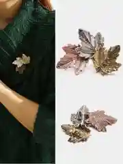 Желтый брошь кленовые листочки
