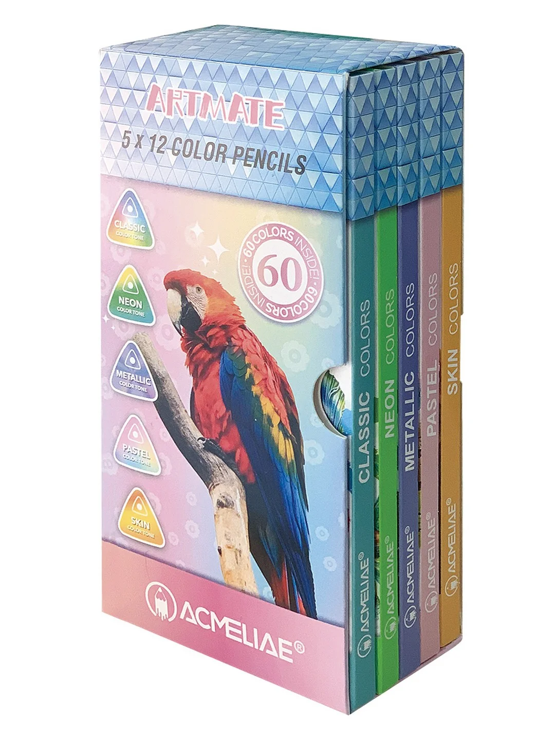 Цветные карандаши Artmate 5в1 мягкие 60 цветов