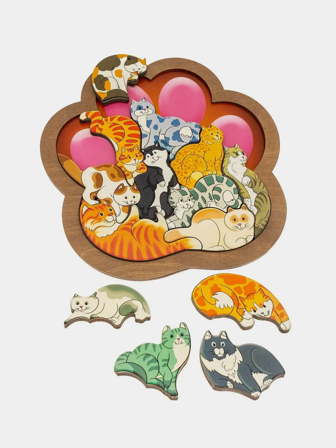 Зоопазл Нескучные игры "Кошки", деревянный, 14 деталей