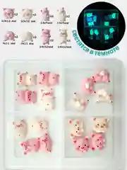 Пастельно-коралловый объемные фигурки для дизайна ногтей 3d, цветы, бабочки, рыбки, свинки, наборы