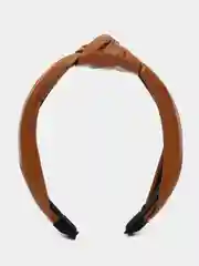 Кожаный ободок для волос с узлом, коричневый