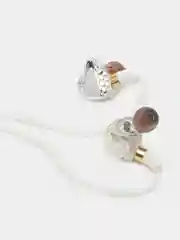 Белый наушники проводные с микрофоном, капельки с микрофоном, разъем 3.5