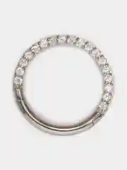Серый металлик кольцо-кликер для пирсинга, из титана, со стразами, серия "TITANIUM", для носа, уха