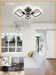 Белый управляемая светодиодная  потолочная люстра с пультом Estares  OVAL RGBmusic 85W бел и чер