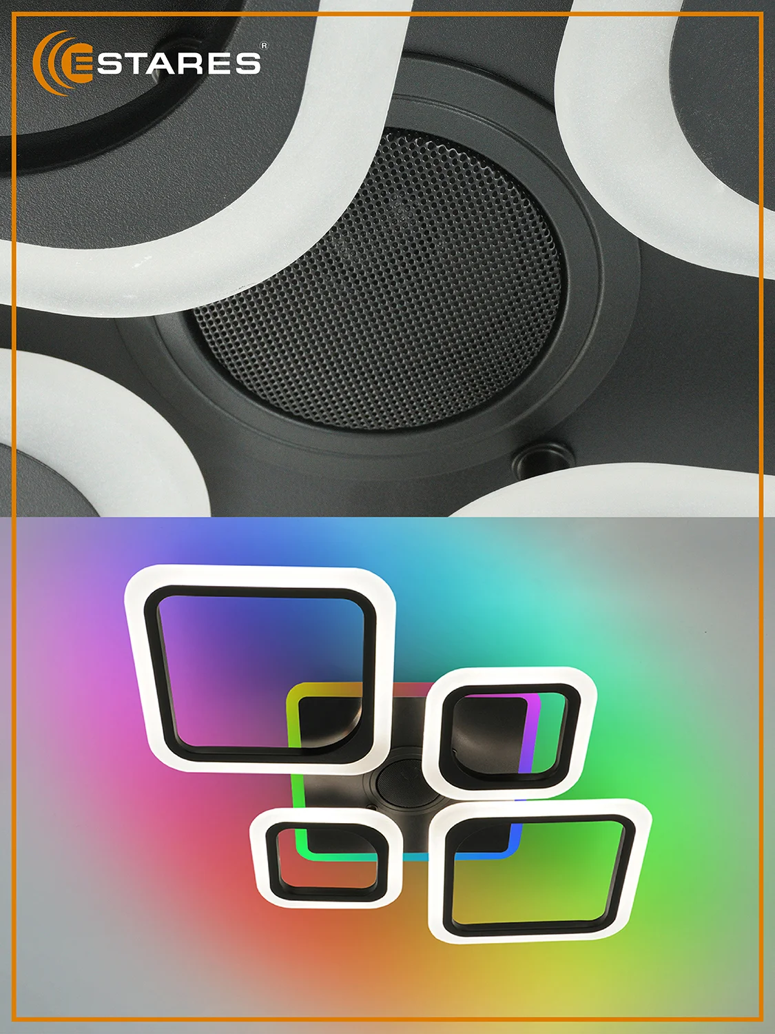 Белый управляемая светодиодная  потолочная люстра с пультом Estares  OVAL RGBmusic 85W бел и чер