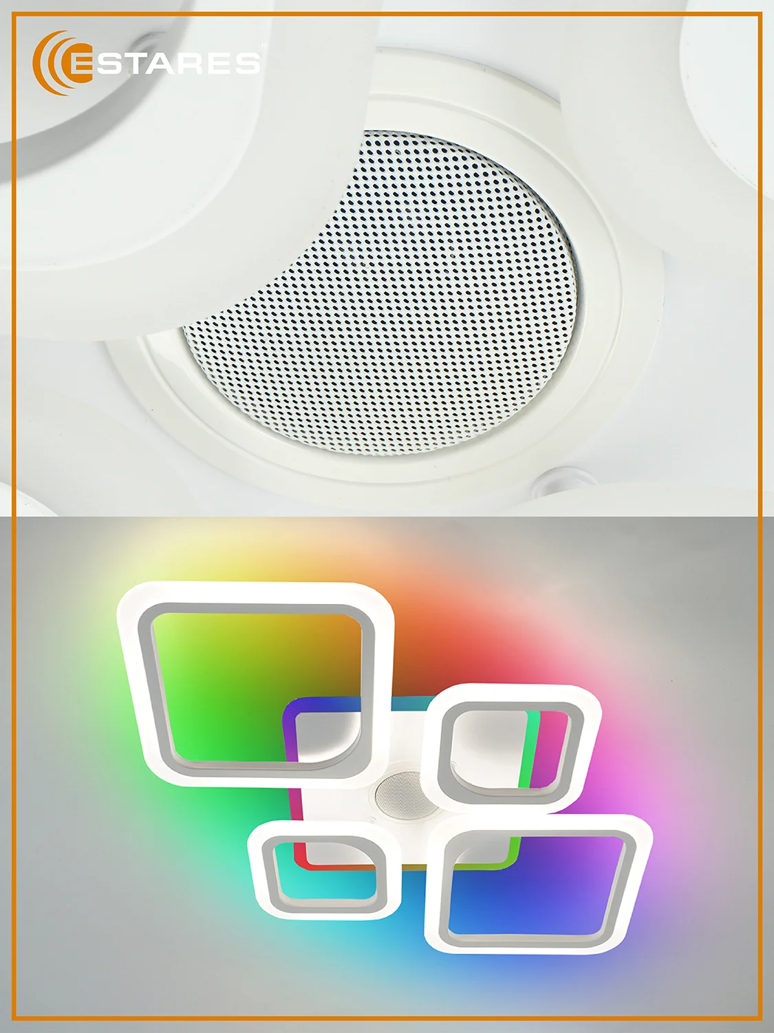 Белый управляемая светодиодная  потолочная люстра с пультом Estares  OVAL RGBmusic 85W бел и чер