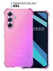 Пурпурный чехол для Samsung Galaxy A54 противоударный силиконовый ROSCO, прозрачный, усиленные углы