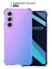 Фиолетовый чехол для Samsung Galaxy A54 противоударный силиконовый ROSCO, прозрачный, усиленные углы