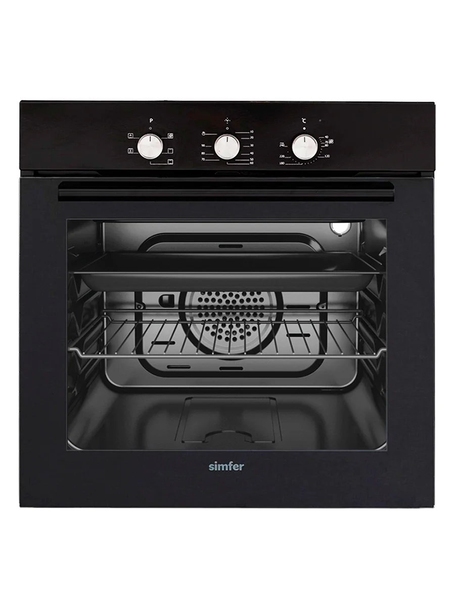 Черный электрический духовой шкаф Simfer B6EB16001 B6EM16001 B6EW16001, 5 режимов работы