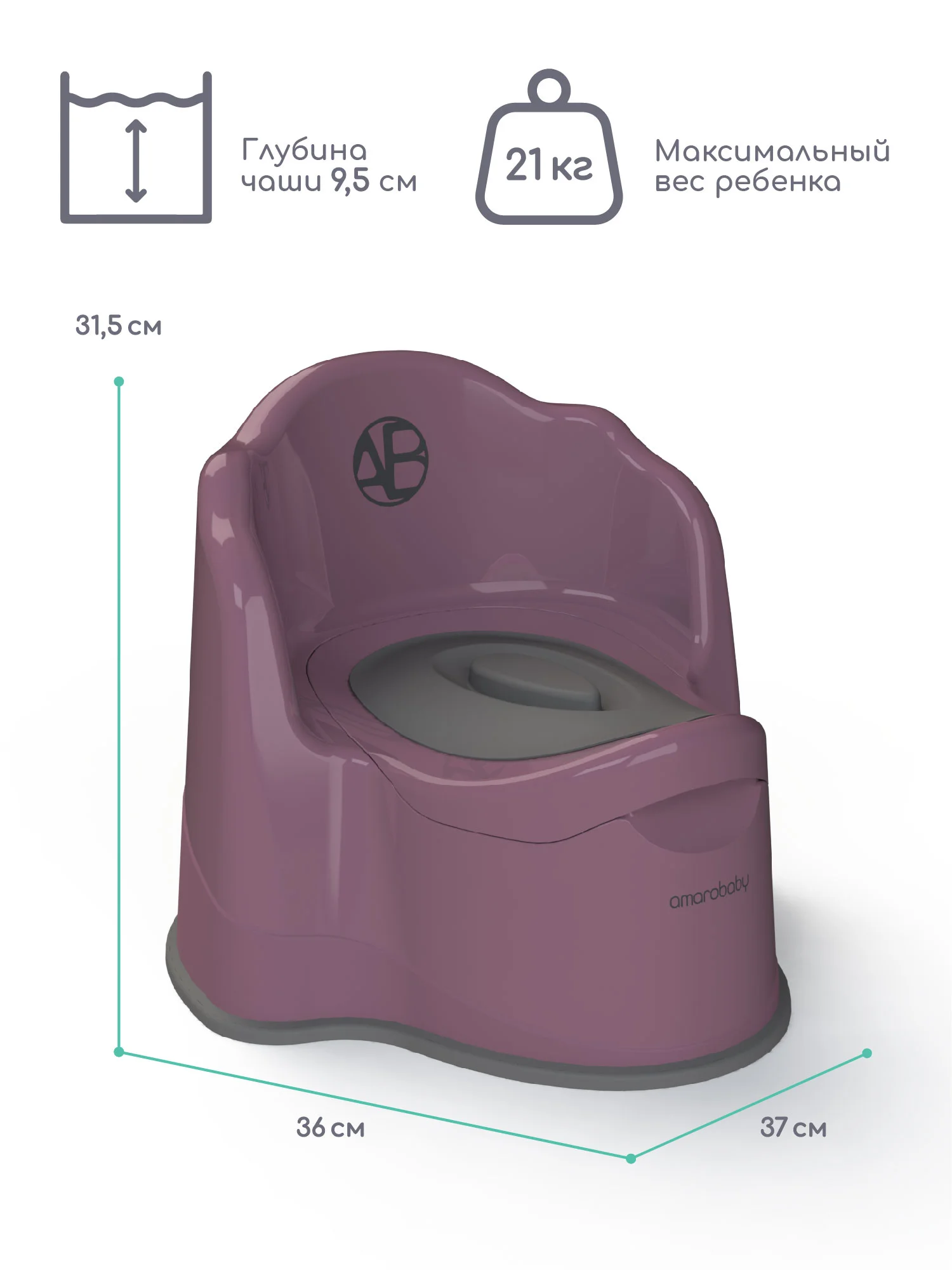 Серый горшок детский с крышкой AMAROBABY Ergonomic