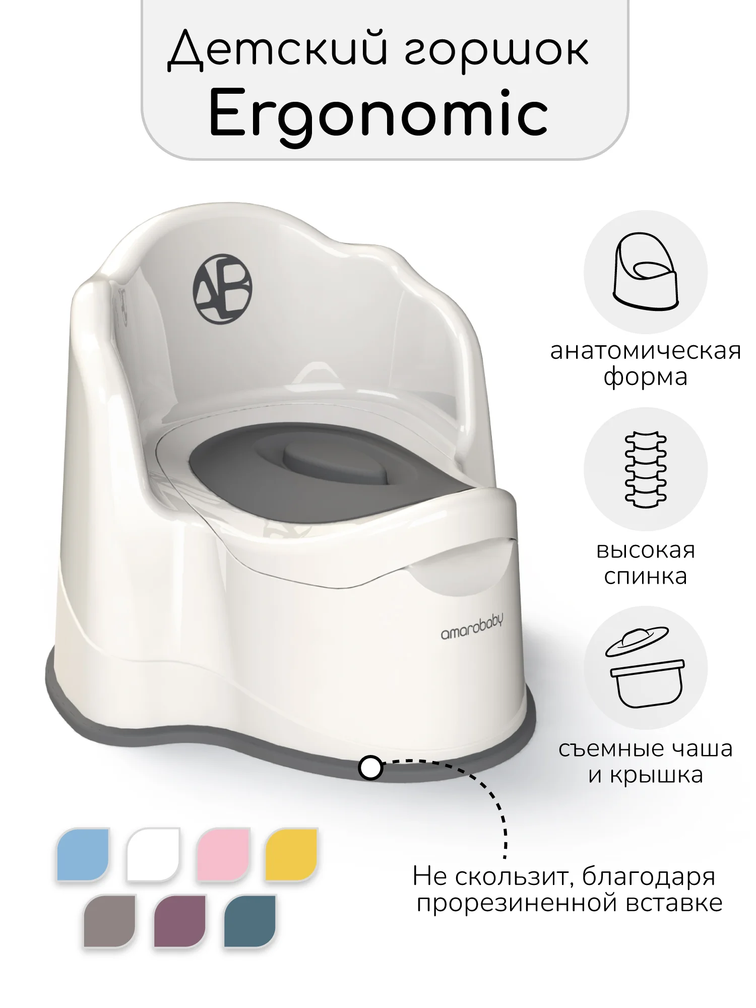 Желтый горшок детский с крышкой AMAROBABY Ergonomic