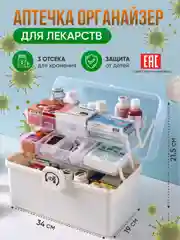 Аптечка домашняя, органайзер для лекарств, 34 х 19 х 21,5 см