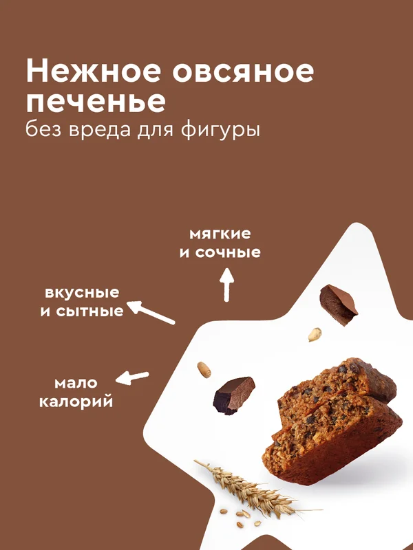 Флэпджеки овсяные протеиновые ProteinRex "Шоколад", без сахара, 60 г