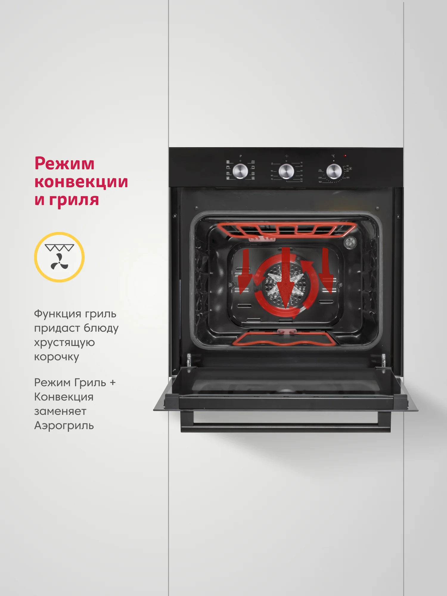 Черный электрический духовой шкаф B6EB19071 B6EM19071 B6EW19071, 9 режимов, 3D-конвекция, гриль